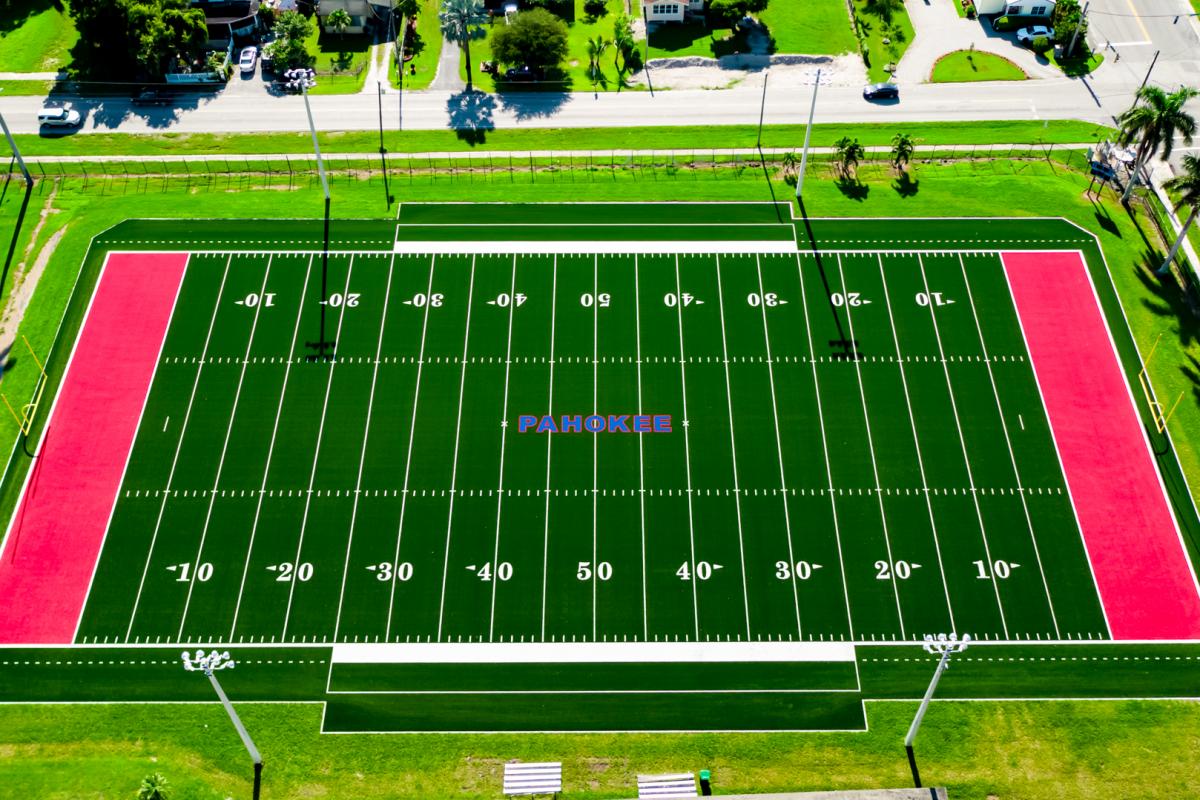 Aerial view of football field
