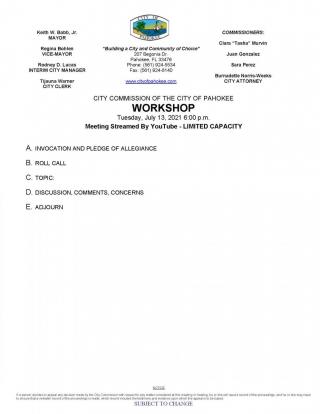 Commission Workshop Agenda