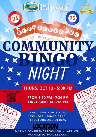 City of Pahokee Community Bingo Flyer 