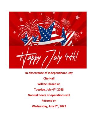 4th of July Holiday City Hall Closed