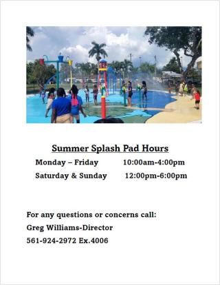 Summer Splash Pad Hours