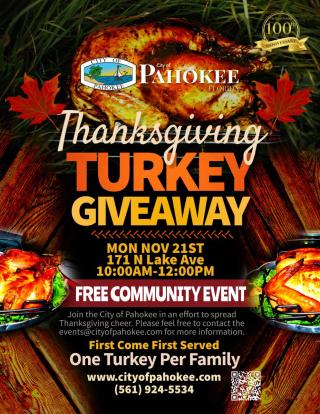 City of Pahokee Thanksgiving Turkey Give-A-Way