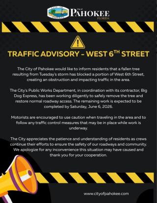 Traffic Advisory - West 6th Street 6.5.2026 Flyer