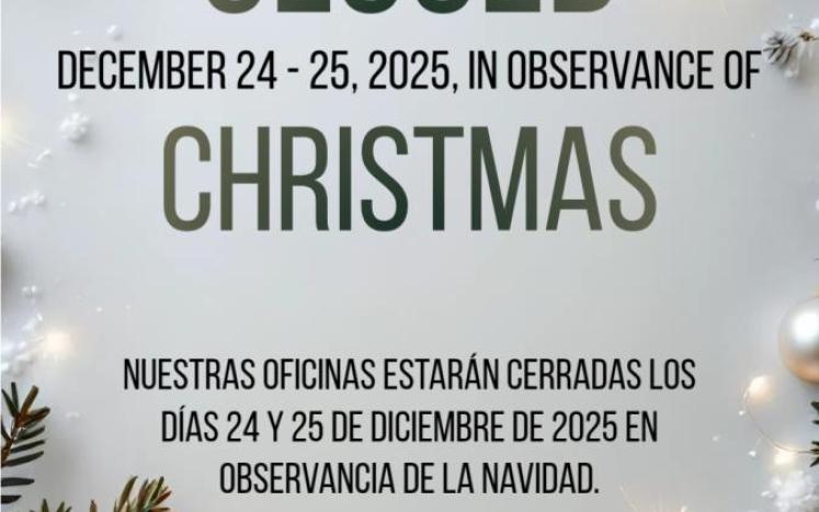 Offices Closed Christmas 2025